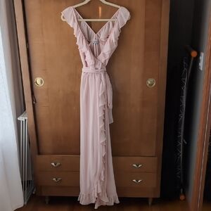 Elegant Pink Ruffle Maxi Dress